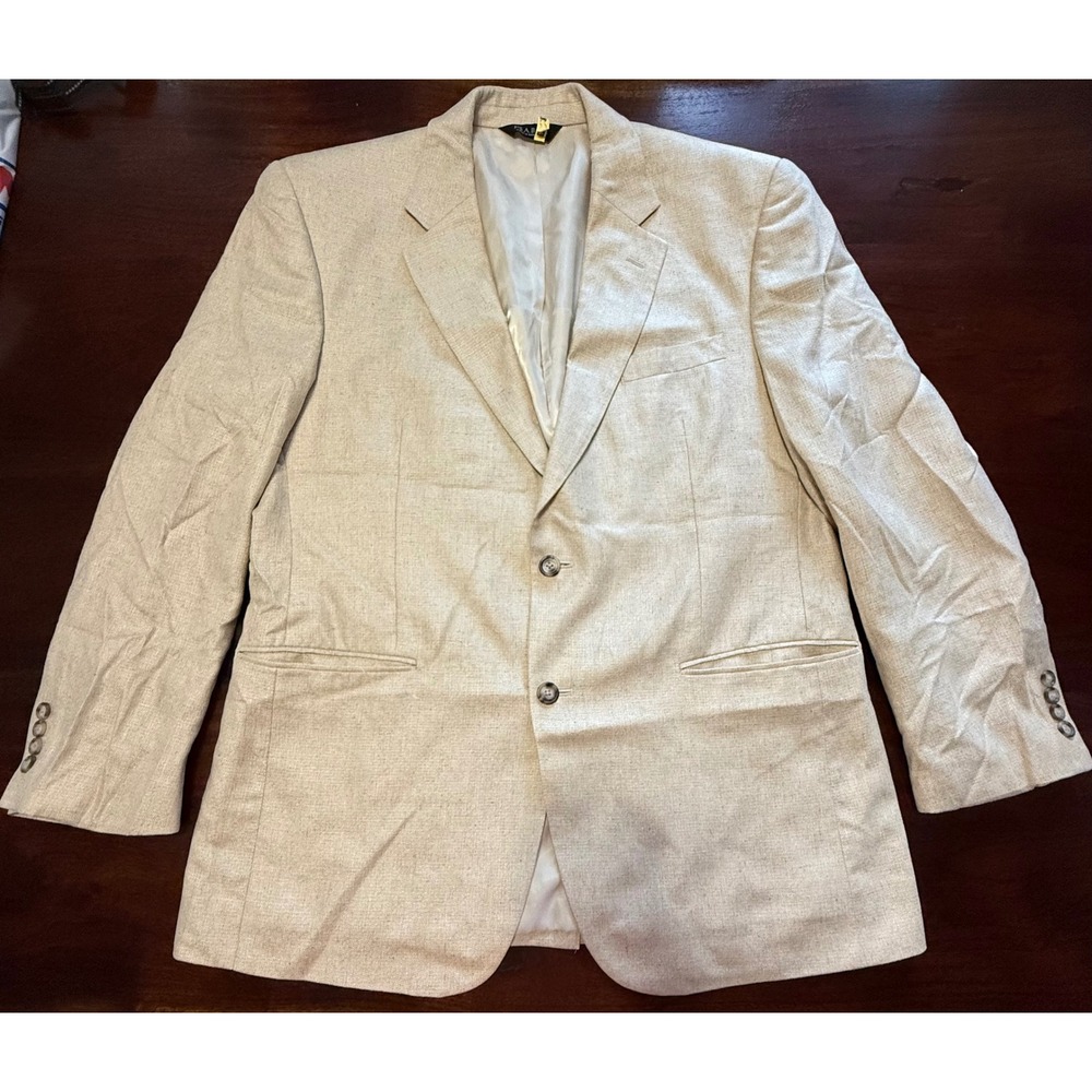 Jos. A. Bank Mens 43R 100% Silk Blazer Sport Coat Beige Two Button Textured 43 R